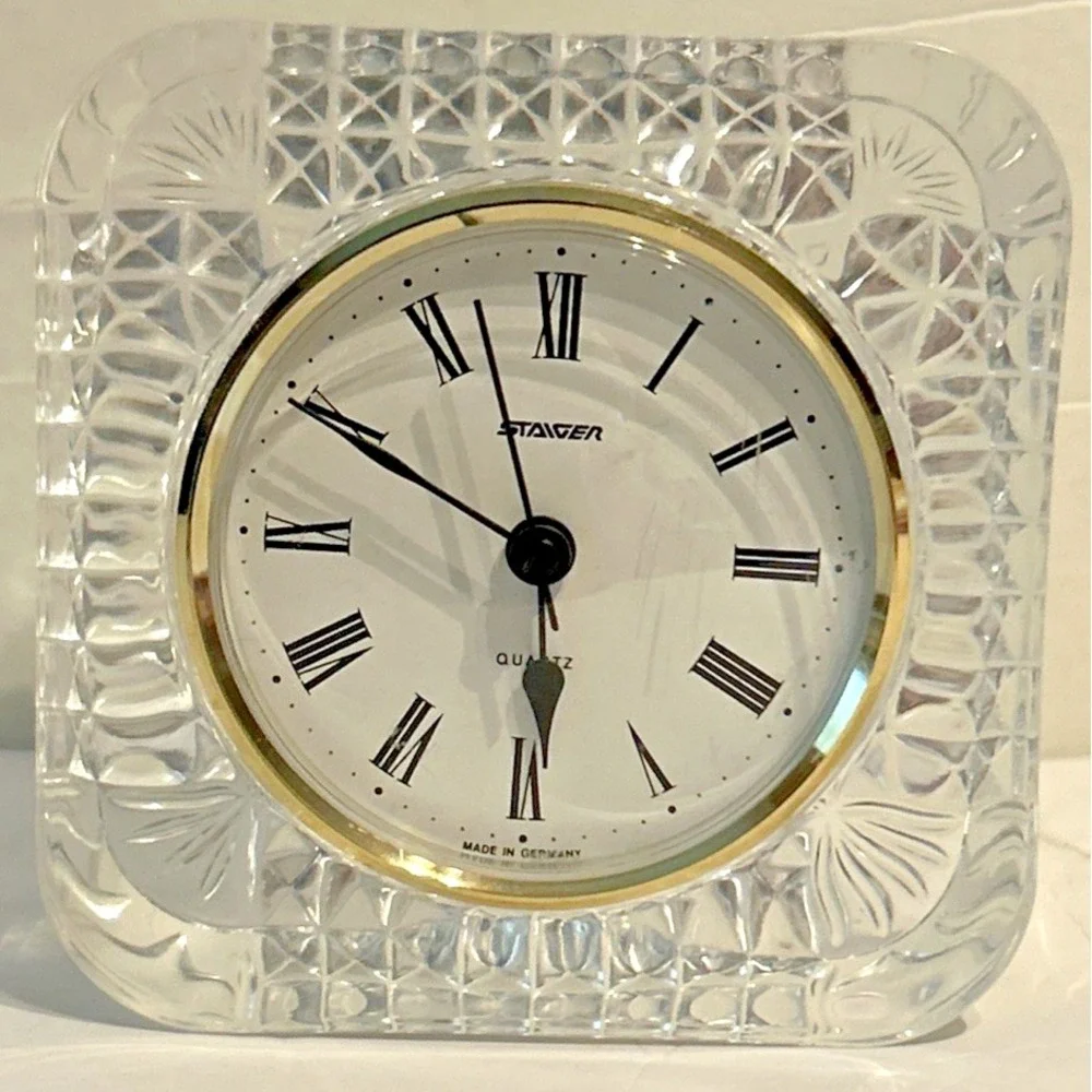 Staiger Quartz Lead Crystal Desk Clock West Germany 4 In X 4 In See Pictures
